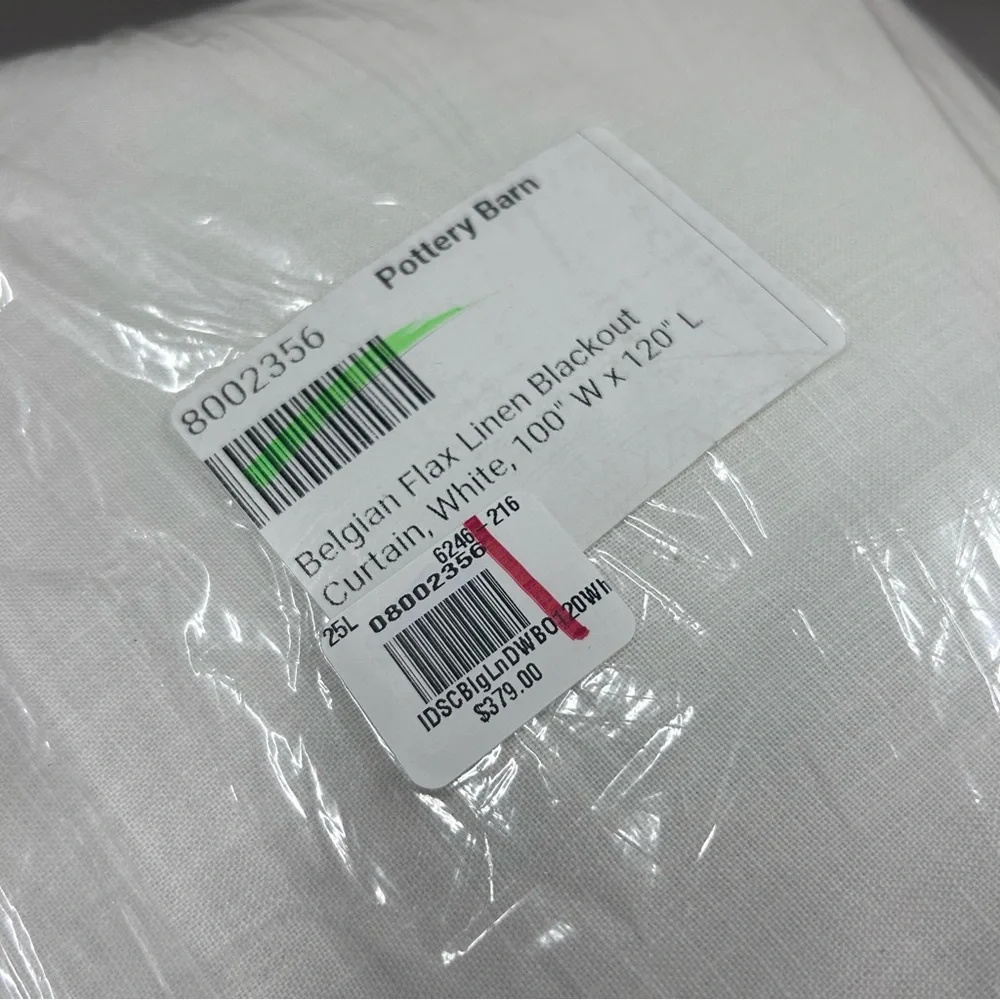 Pottery Barn Belgian Flax Linen Blackout Curtain White 100